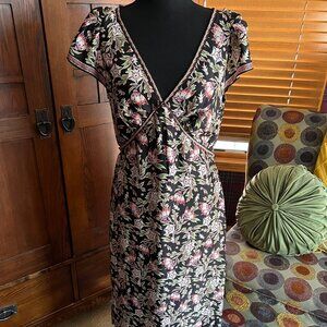 Max Studio Floral Print Flutter Sleeve Dress Size Medium